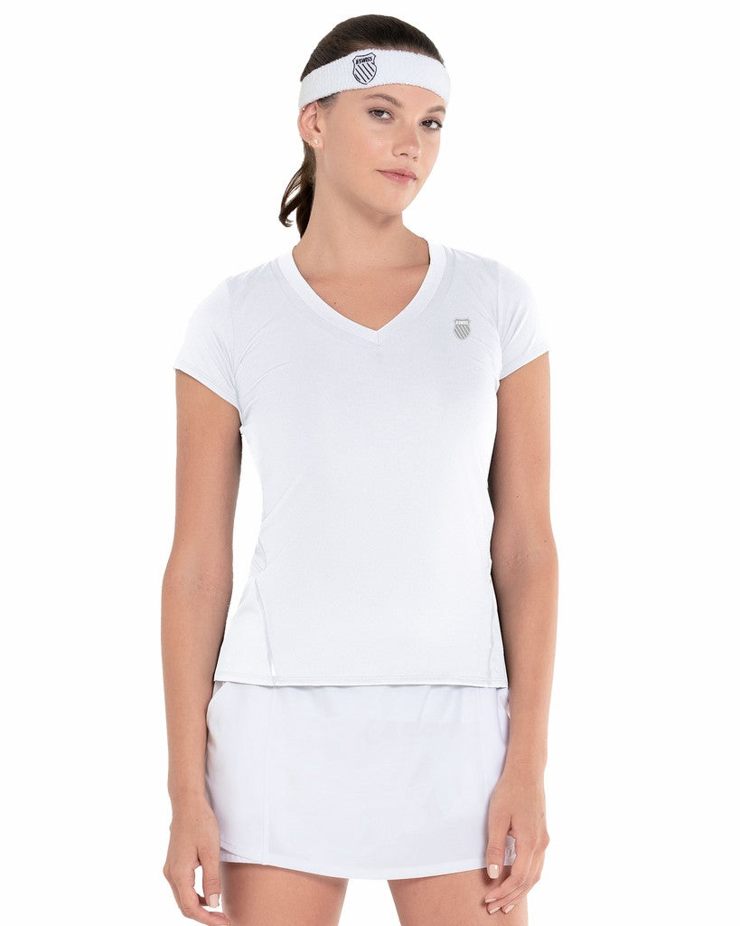 Women T-Shirts & Tops | K-Swiss EXCEL V-NECK S/S White