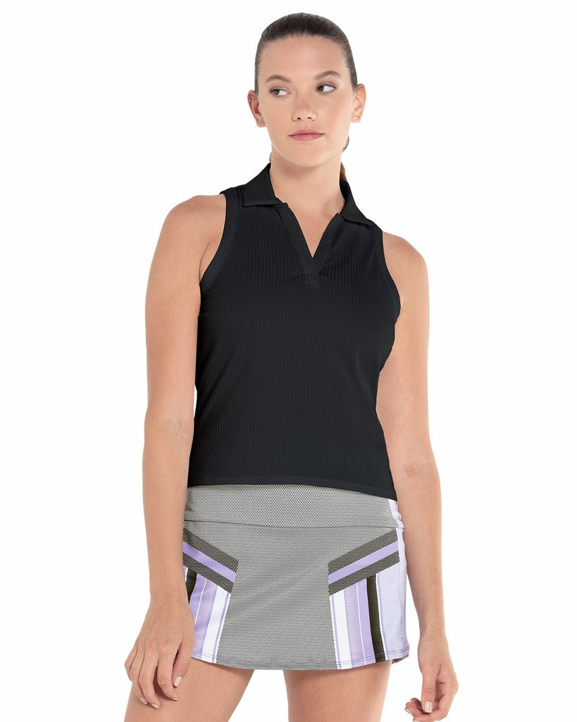 Women T-Shirts & Tops | K-Swiss SLEEVELESS RIB POLO Black