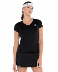 Women Tennis & Pickleball | K-Swiss EXCEL V-NECK S/S Black