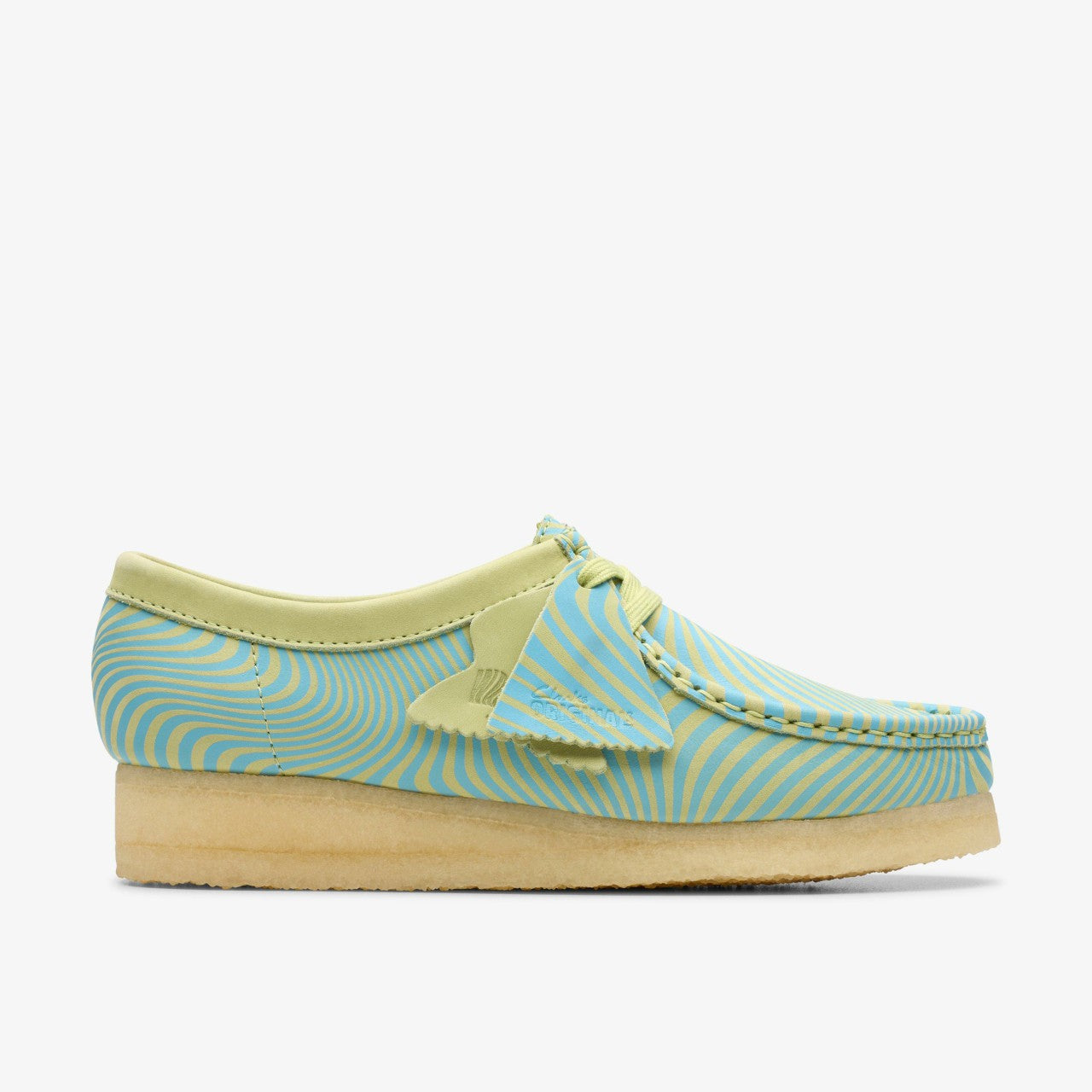 Wallabee Blue/Lime Print | Clarks