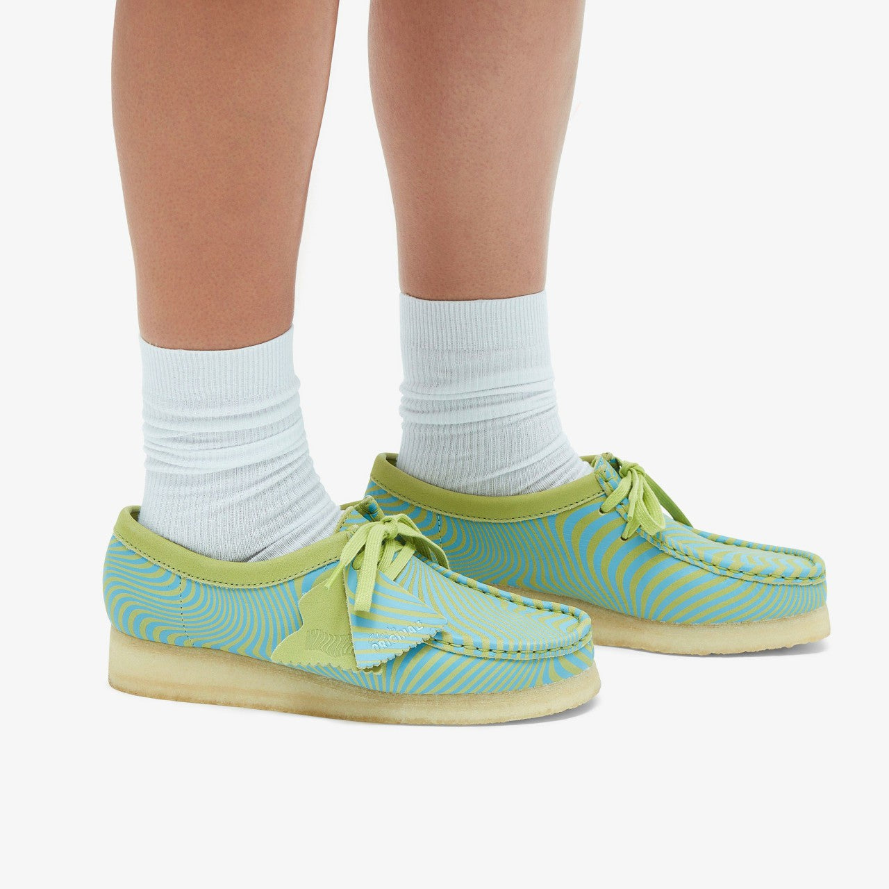 Wallabee Blue/Lime Print | Clarks