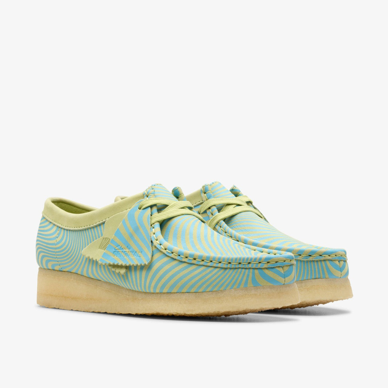 Wallabee Blue/Lime Print | Clarks