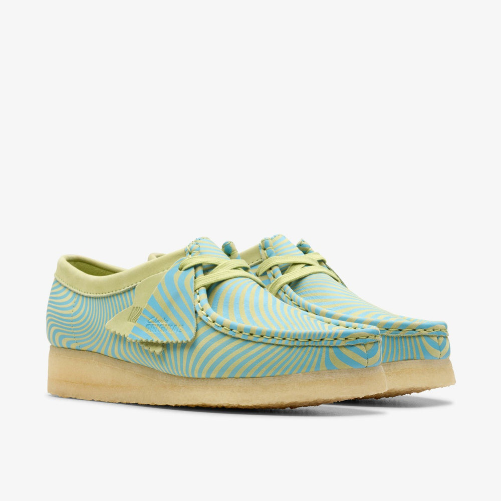 Wallabee Blue/Lime Print | Clarks