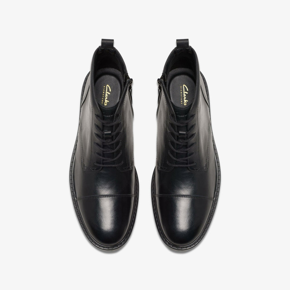 Aldwin Cap Black Leather | Clarks