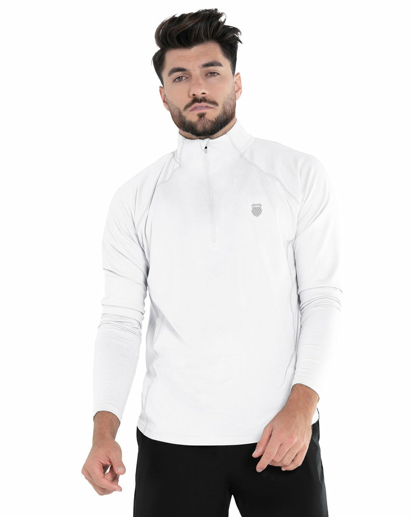Men T-Shirts &amp; Tops | K-Swiss 1/4 ZIP L/S White
