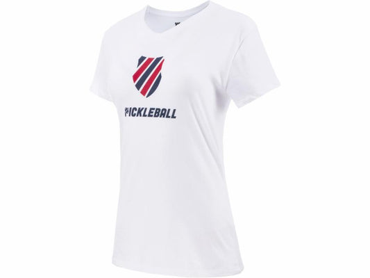 Women T-Shirts &amp; Tops | K-Swiss WOMENS PICKLEBALL T-SHIRT White/blue/red
