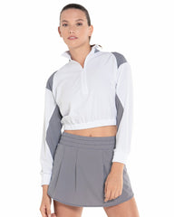 Women Tennis &amp; Pickleball | K-Swiss CROP 1/4 ZIP L/S White/black